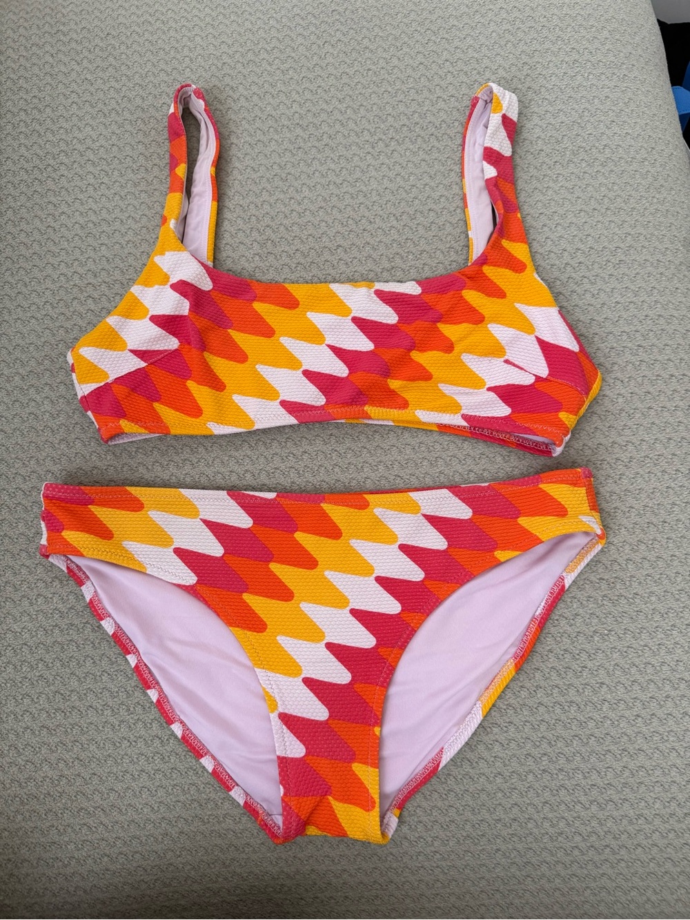 aerie Orange, Pink & White Geometric Two-Piece Bikini